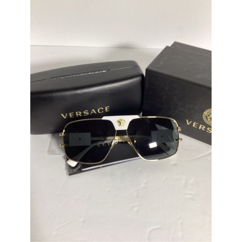 VERSACE VE2251 147187 White Gold Grey 63mm Sunglasses
